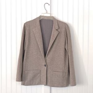 Vintage 1970s Blazer Jacket Handmade One Button Soft Knit Woven Pockets Size XL
